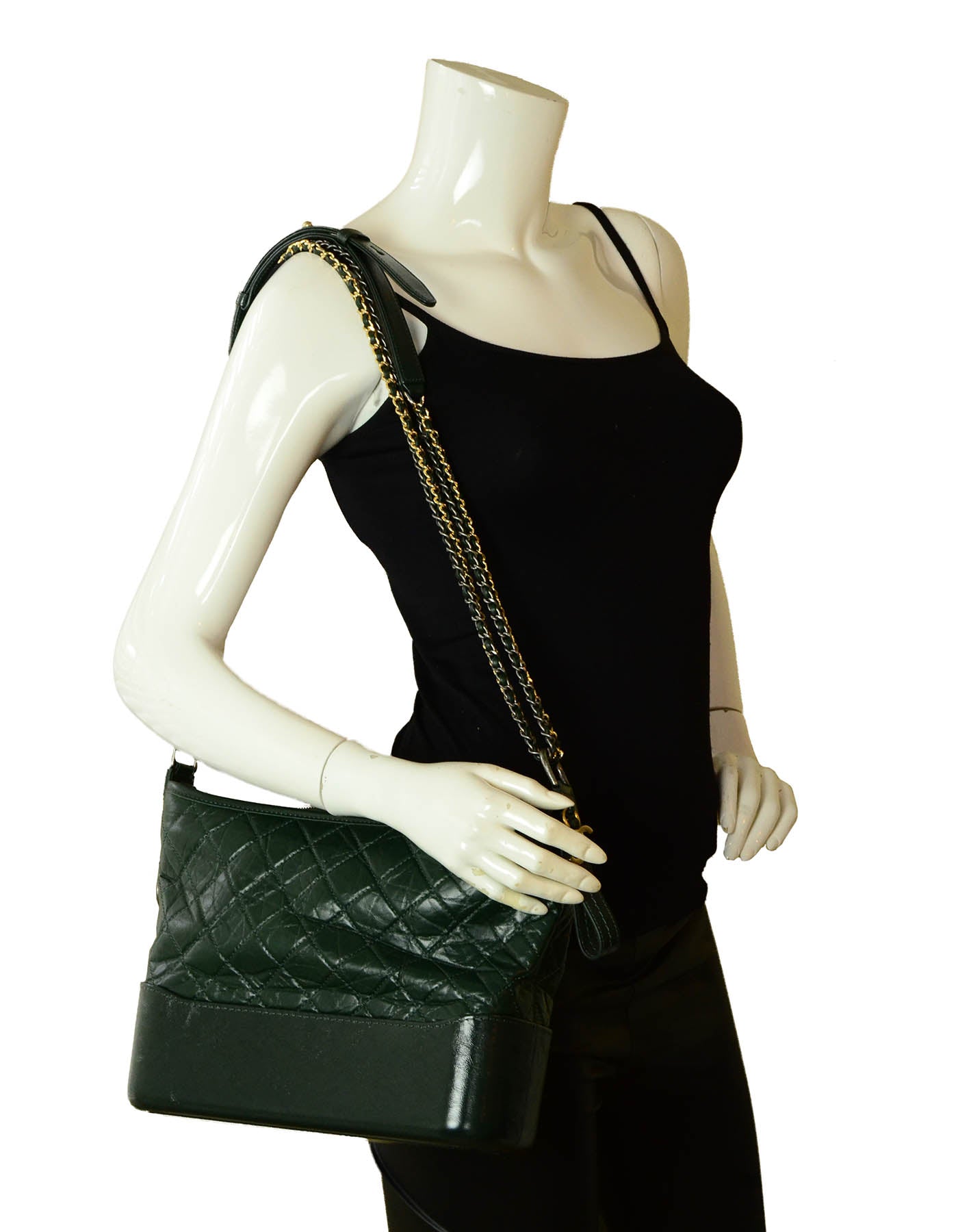 Chanel NWT Dark Green Distressed Quilted Handbag - Rovelle Bags