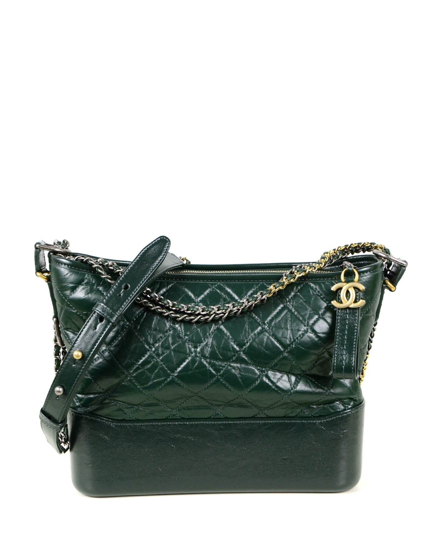 Chanel NWT Dark Green Distressed Quilted Handbag - Rovelle Bags