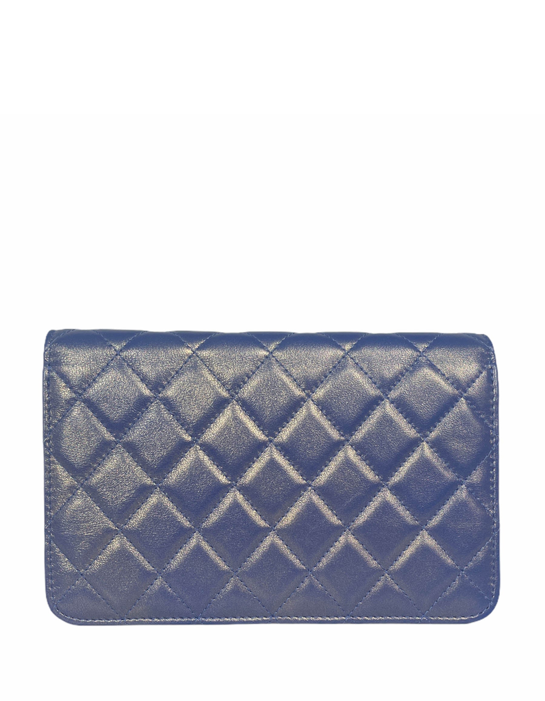 Chanel Iridescent Blue CC Quilted Wallet Crossbody Bag - Rovelle Bags