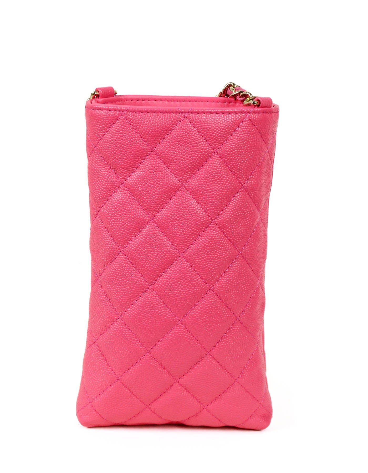 Chanel Pink Caviar Quilted CC Phone Crossbody Bag - Rovelle Bags
