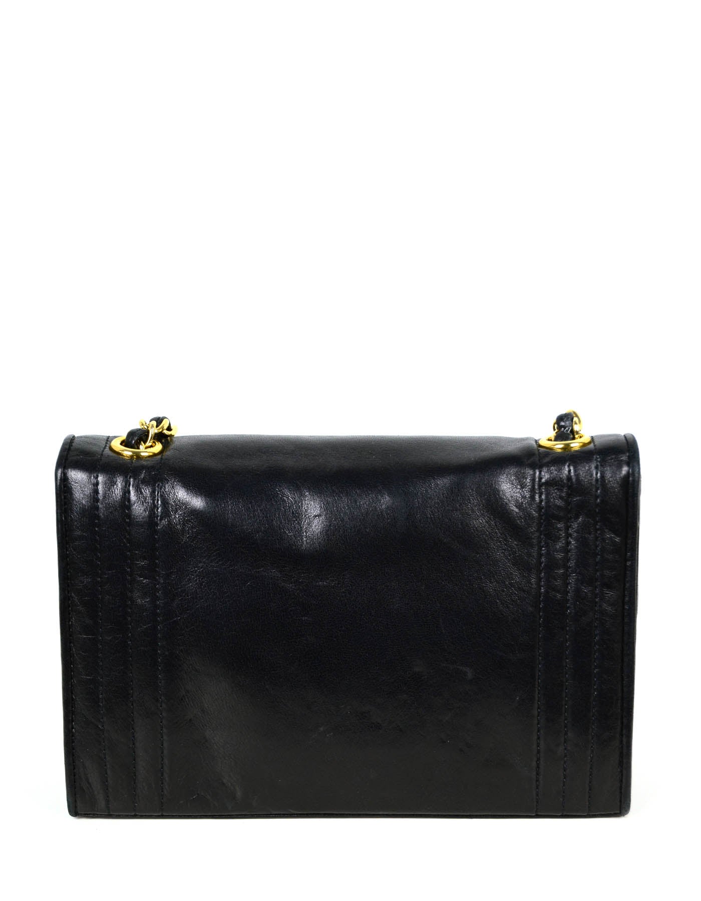 Chanel Black Lambskin Leather CC Stitched Handbag - Rovelle Bags