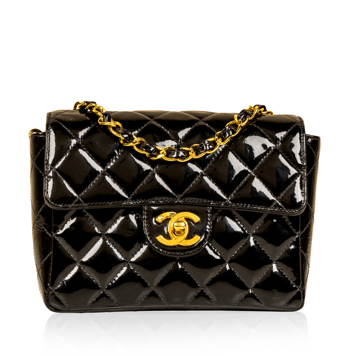 Chanel Classic Flap Patent Leather Black Shoulder Bag Style 12