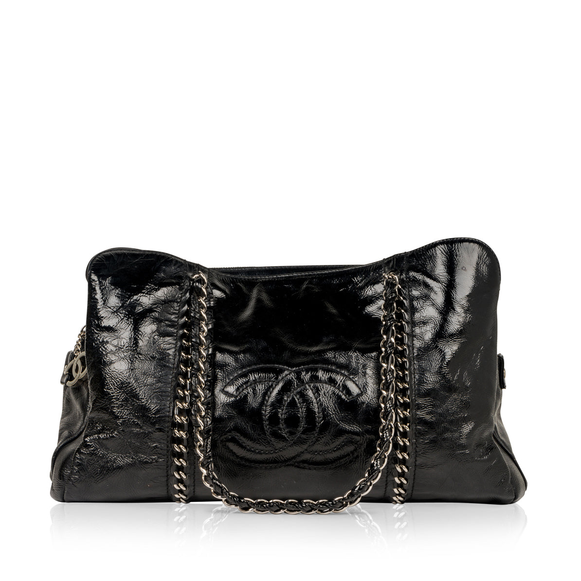 Chanel Timeless Patent Leather Black Tote Bag