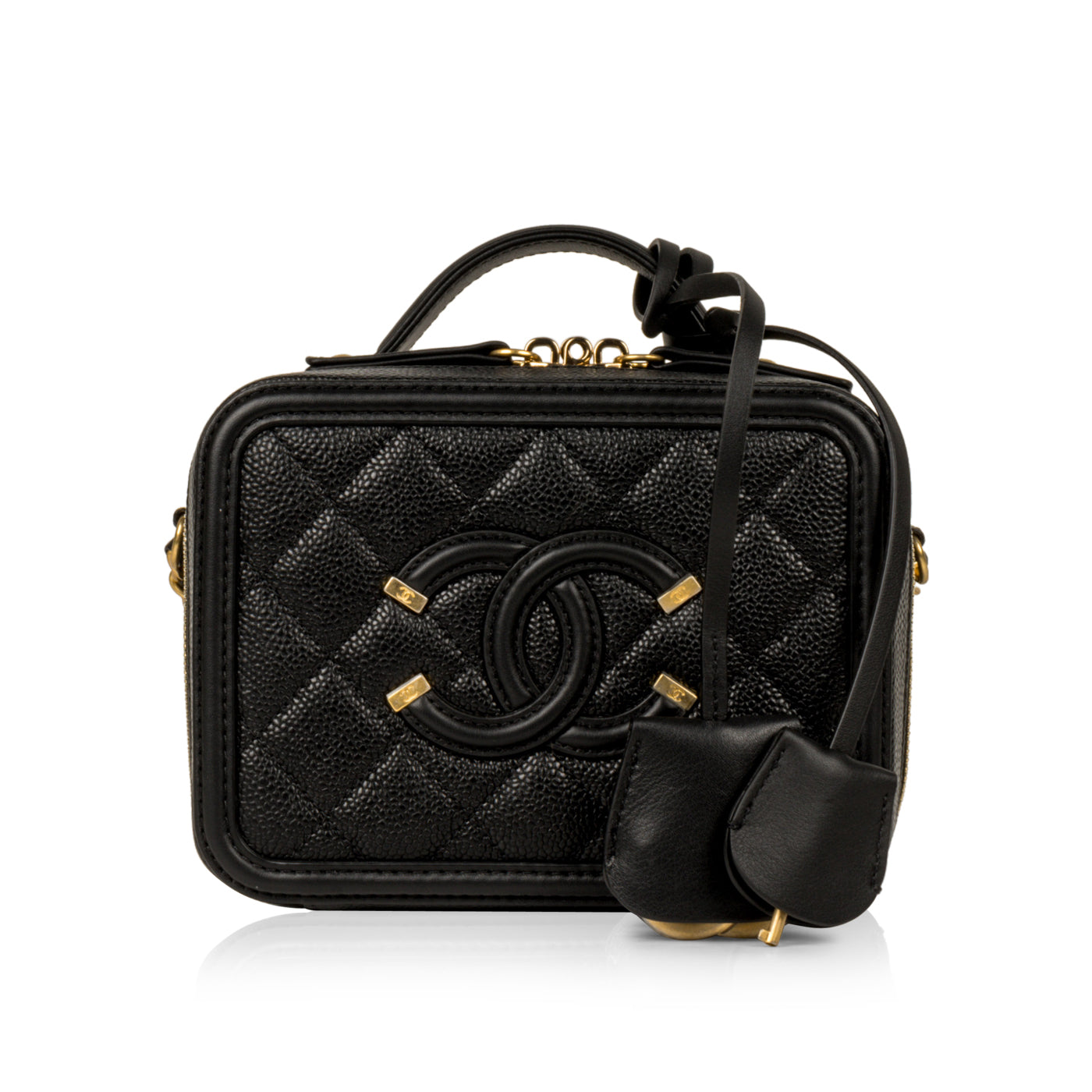 Chanel Vanity Caviar Black Clutch Style 8