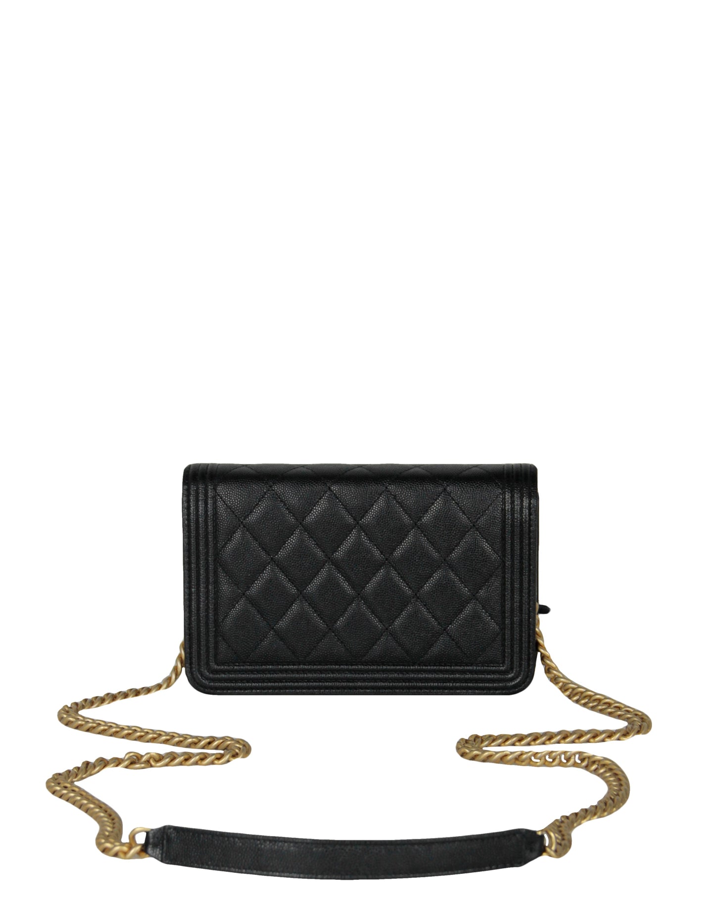 Chanel Black Caviar Boy Wallet on Crossbody Bag - Rovelle Bags