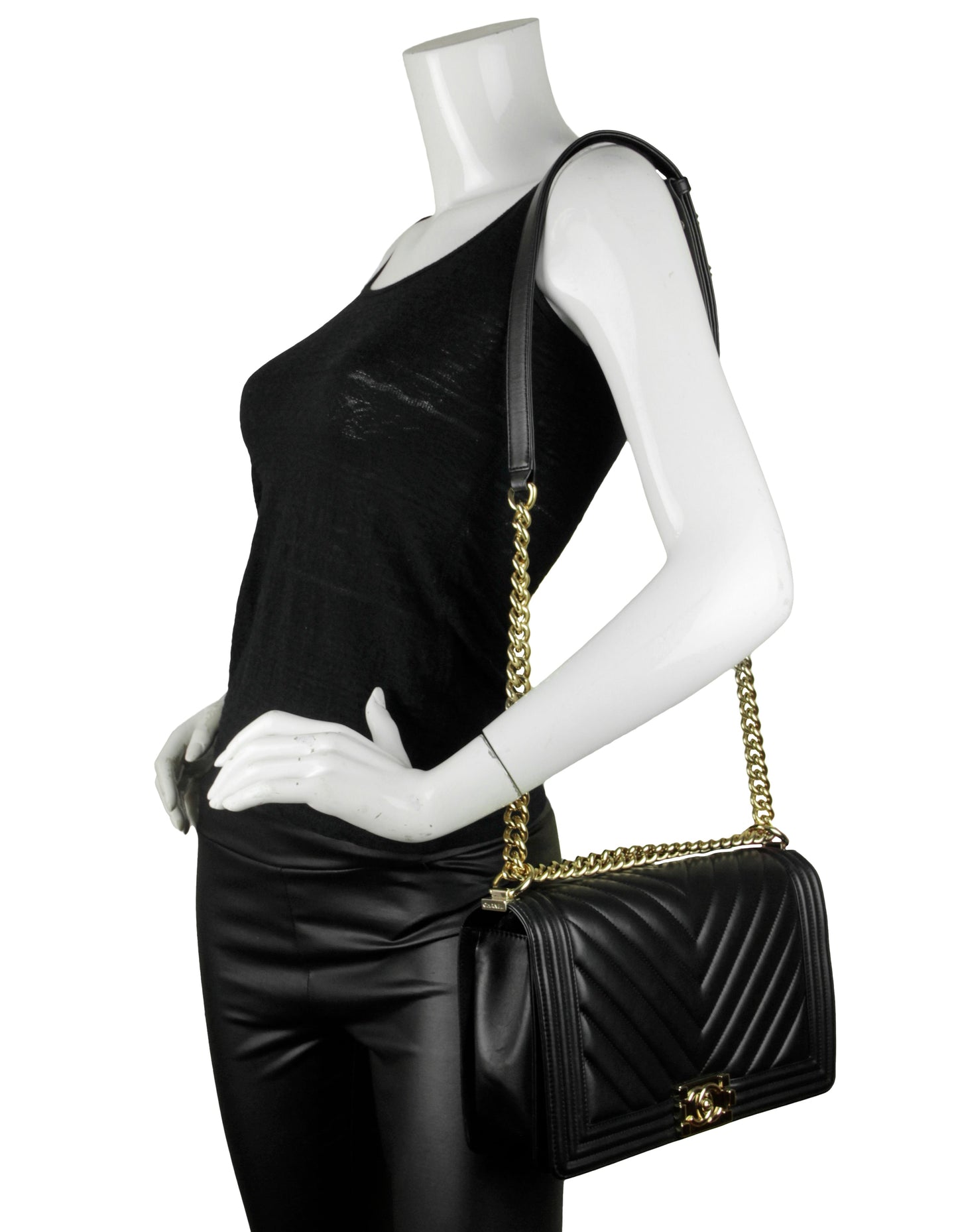 Chanel Black Chevron Lambskin Leather New Handbag - Rovelle Bags