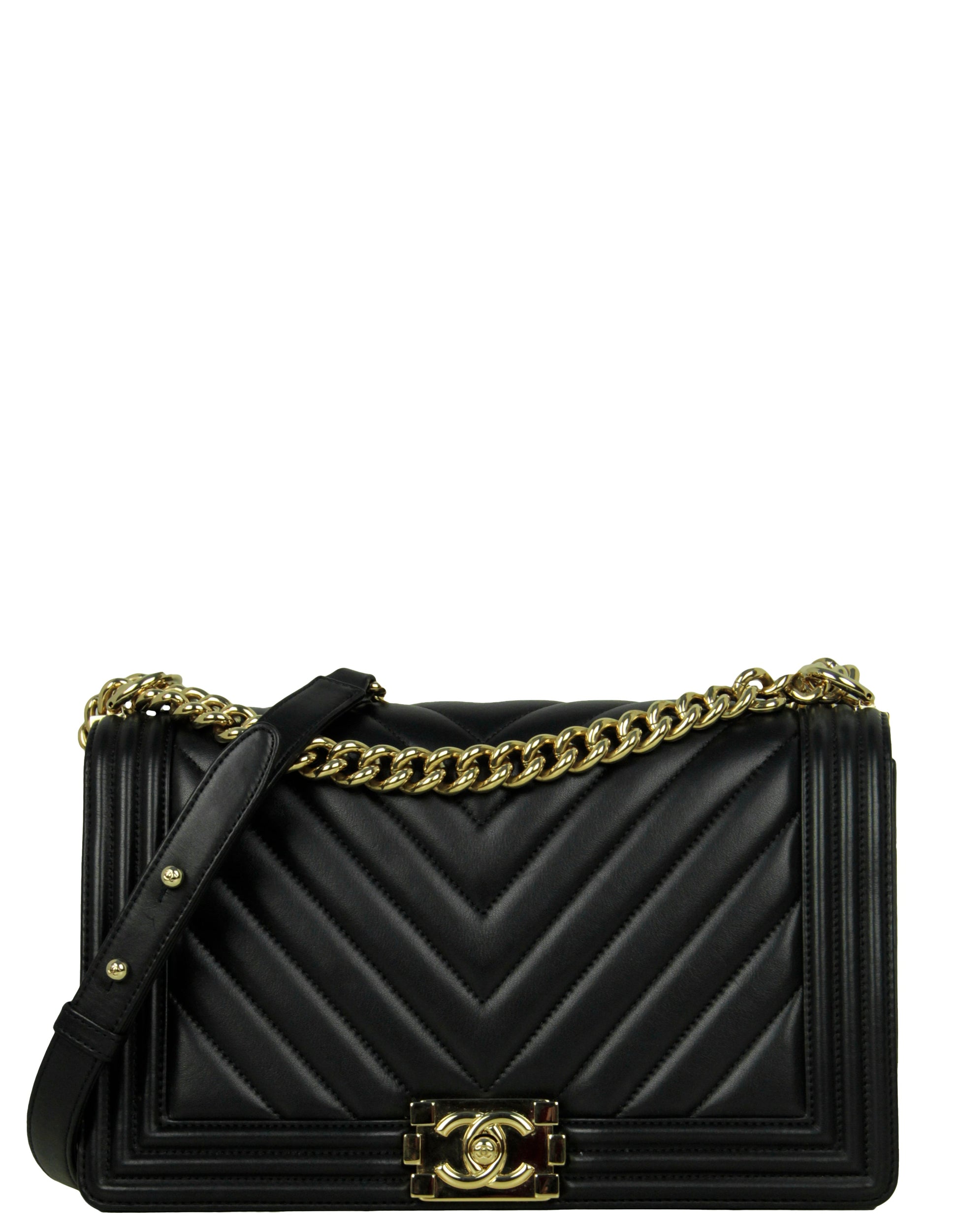 Chanel Black Chevron Lambskin Leather New Handbag - Rovelle Bags