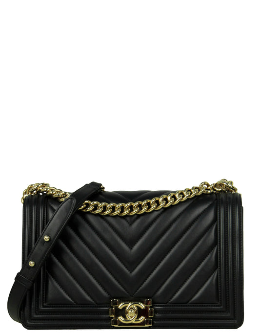 Chanel Black Chevron Lambskin Leather New Handbag - Rovelle Bags