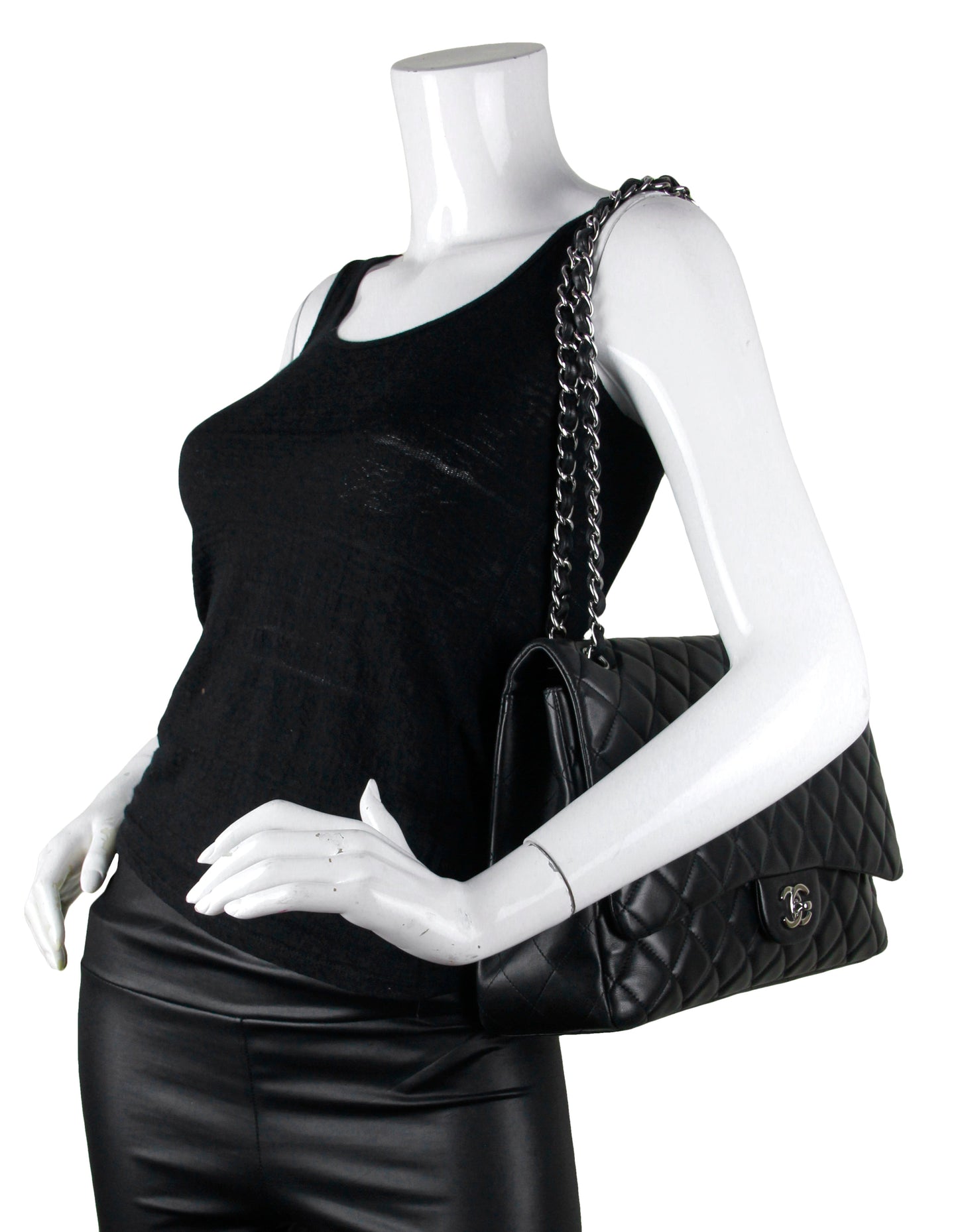 Chanel Black Lambskin Leather Single Flap Flap Bag - Rovelle Bags