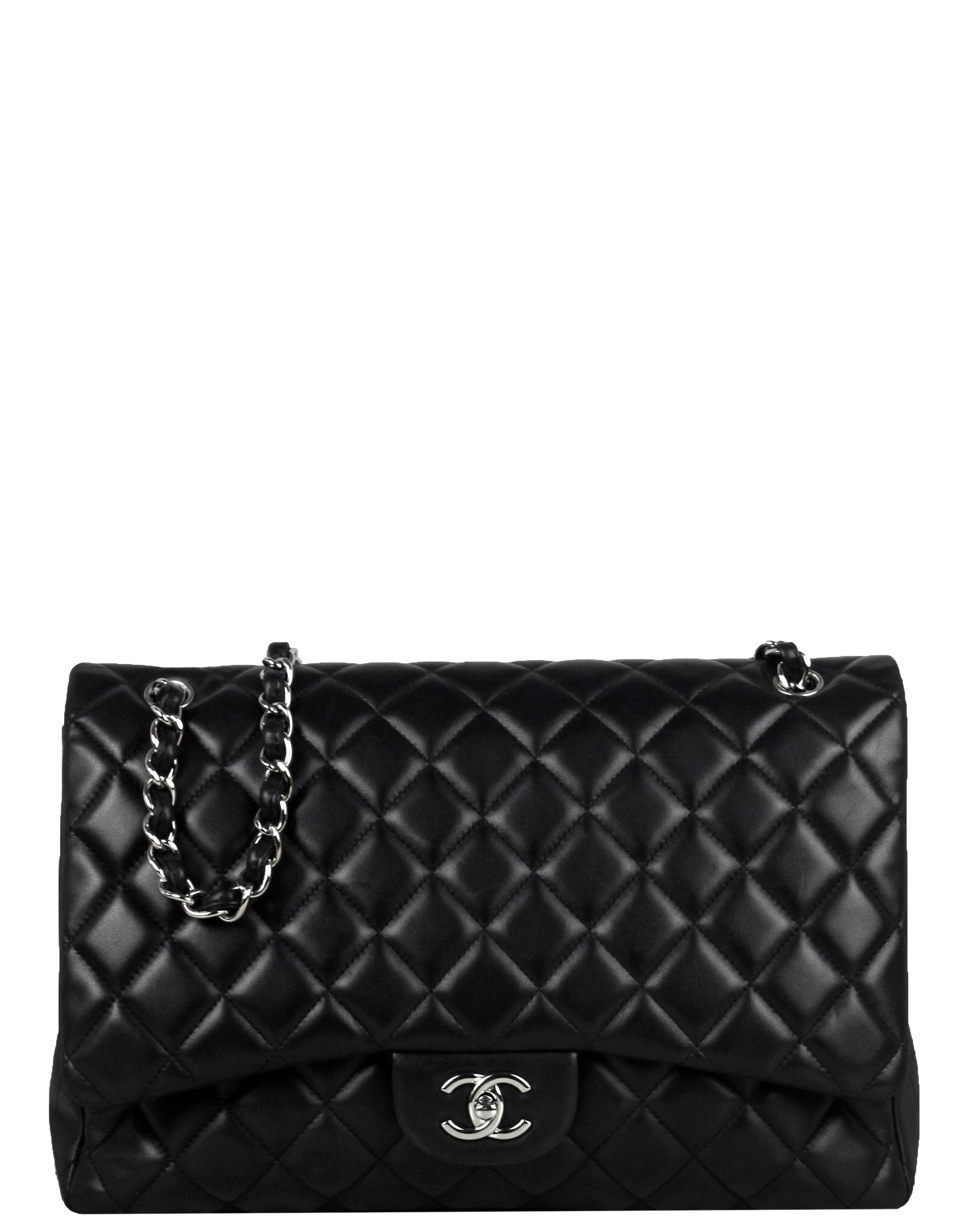 Chanel Black Lambskin Leather Single Flap Flap Bag - Rovelle Bags