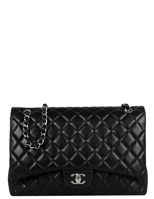 Chanel Black Lambskin Leather Single Flap Flap Bag - Rovelle Bags