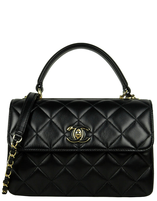 Chanel 2022 Black Lambskin Quilted Small Flap Bag - Rovelle Bags