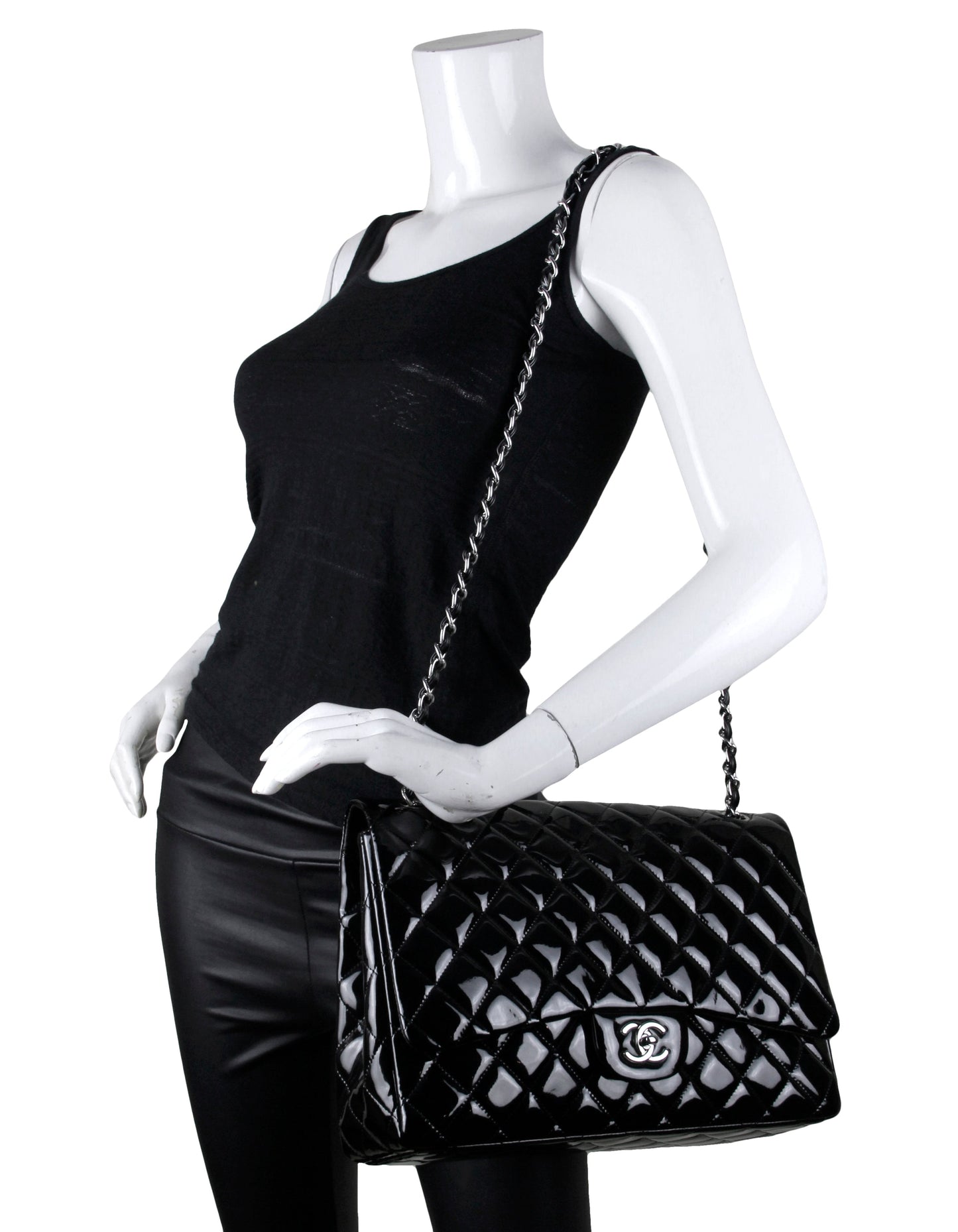 Chanel Black Patent Leather Single Flap Flap Bag - Rovelle Bags