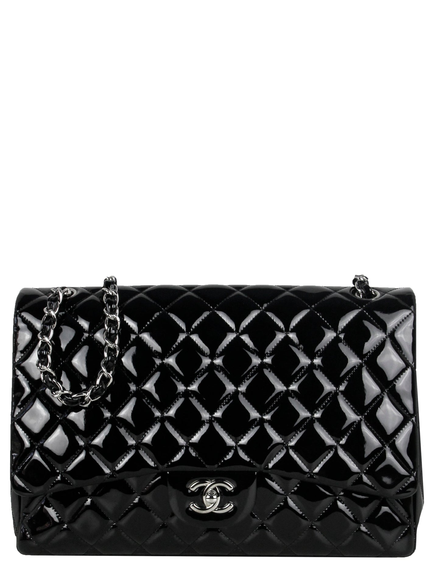 Chanel Black Patent Leather Single Flap Flap Bag - Rovelle Bags