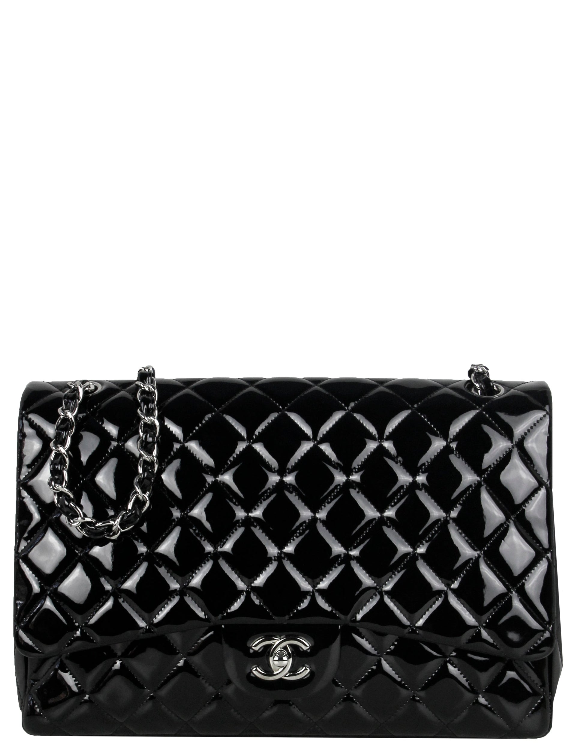Chanel Black Patent Leather Single Flap Flap Bag - Rovelle Bags
