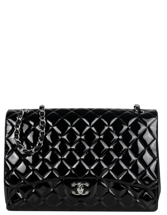 Chanel Black Patent Leather Single Flap Flap Bag - Rovelle Bags