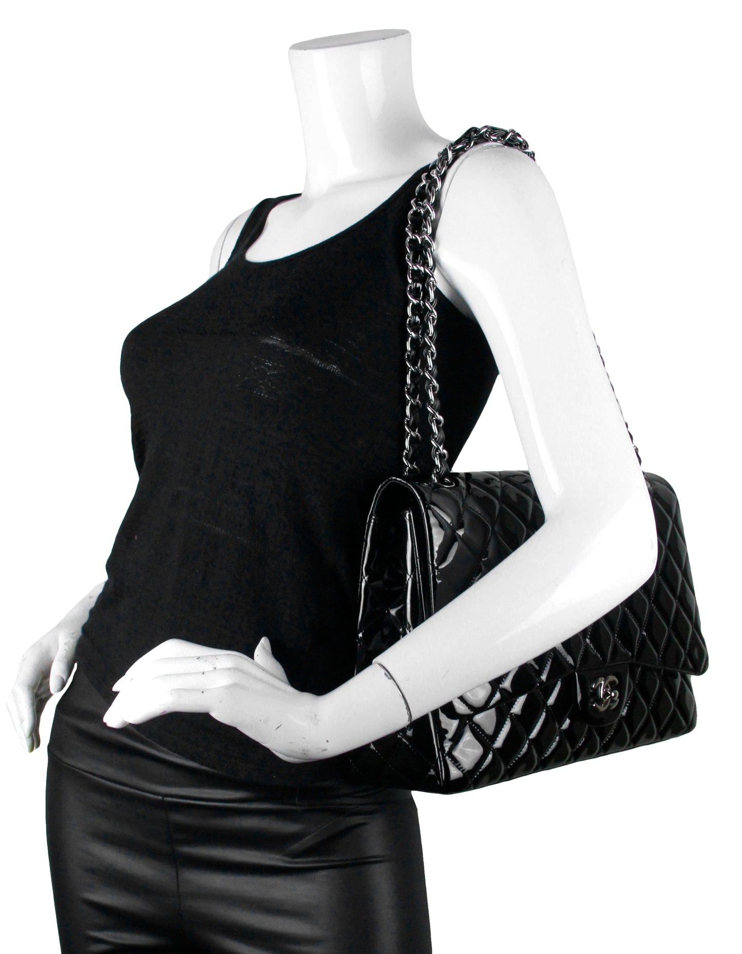 Chanel Black Patent Leather Single Flap Flap Bag - Rovelle Bags