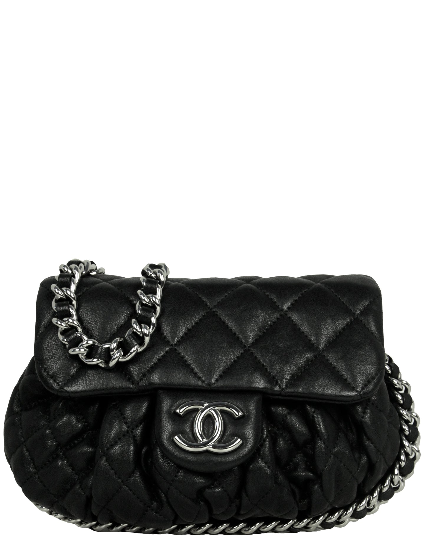 Chanel Black Washed Lambskin Quilted Mini Flap Bag - Rovelle Bags