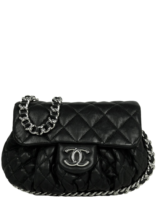 Chanel Black Washed Lambskin Quilted Mini Flap Bag - Rovelle Bags
