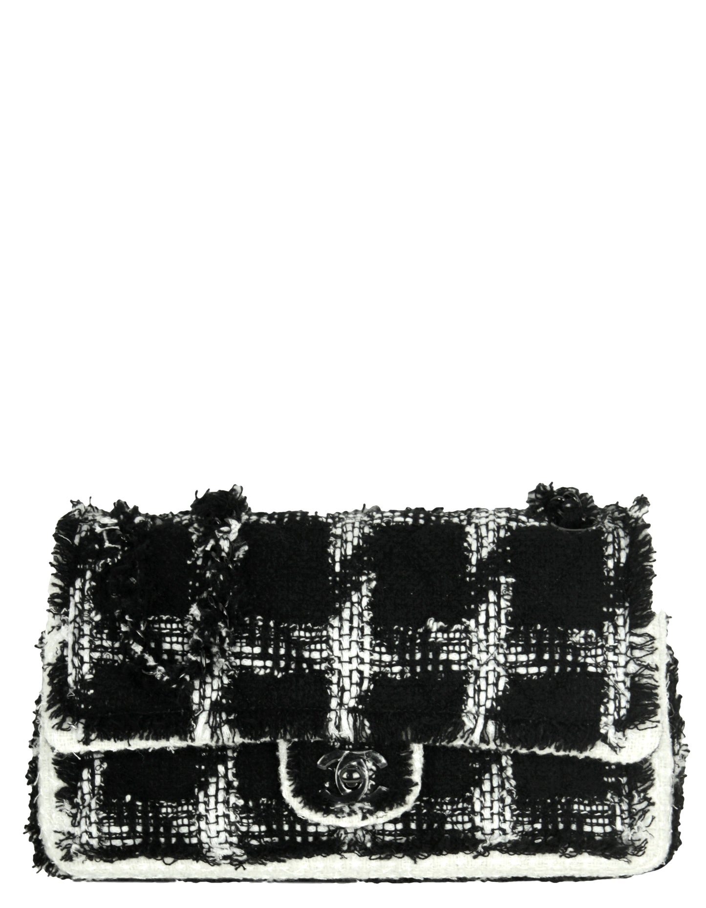 Chanel 2020 Black/White Tweed Medium Classic Flap Bag - Rovelle Bags