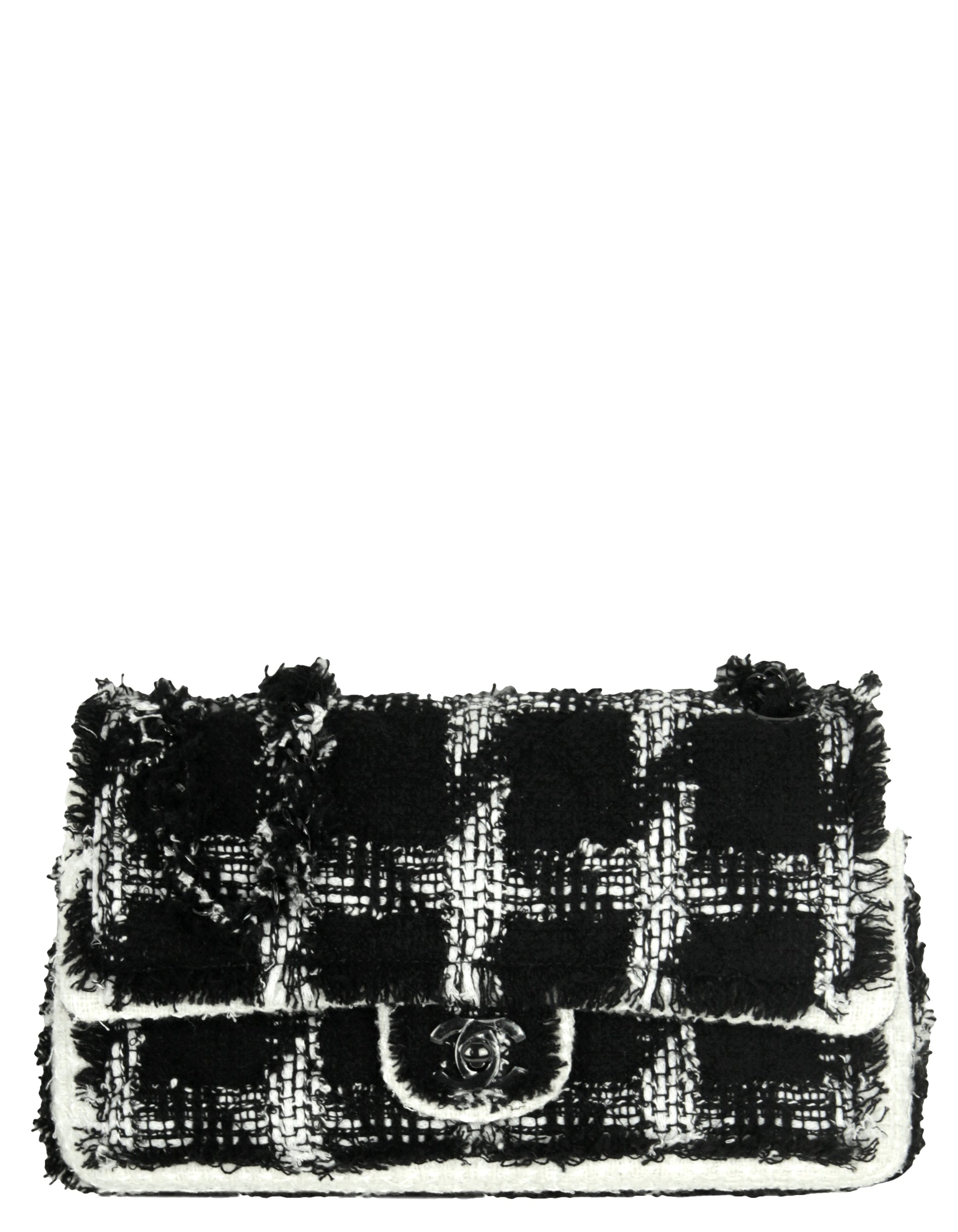 Chanel 2020 Black/White Tweed Medium Classic Flap Bag - Rovelle Bags