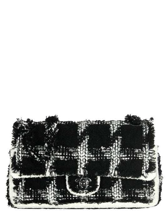 Chanel 2020 Black/White Tweed Medium Classic Flap Bag - Rovelle Bags