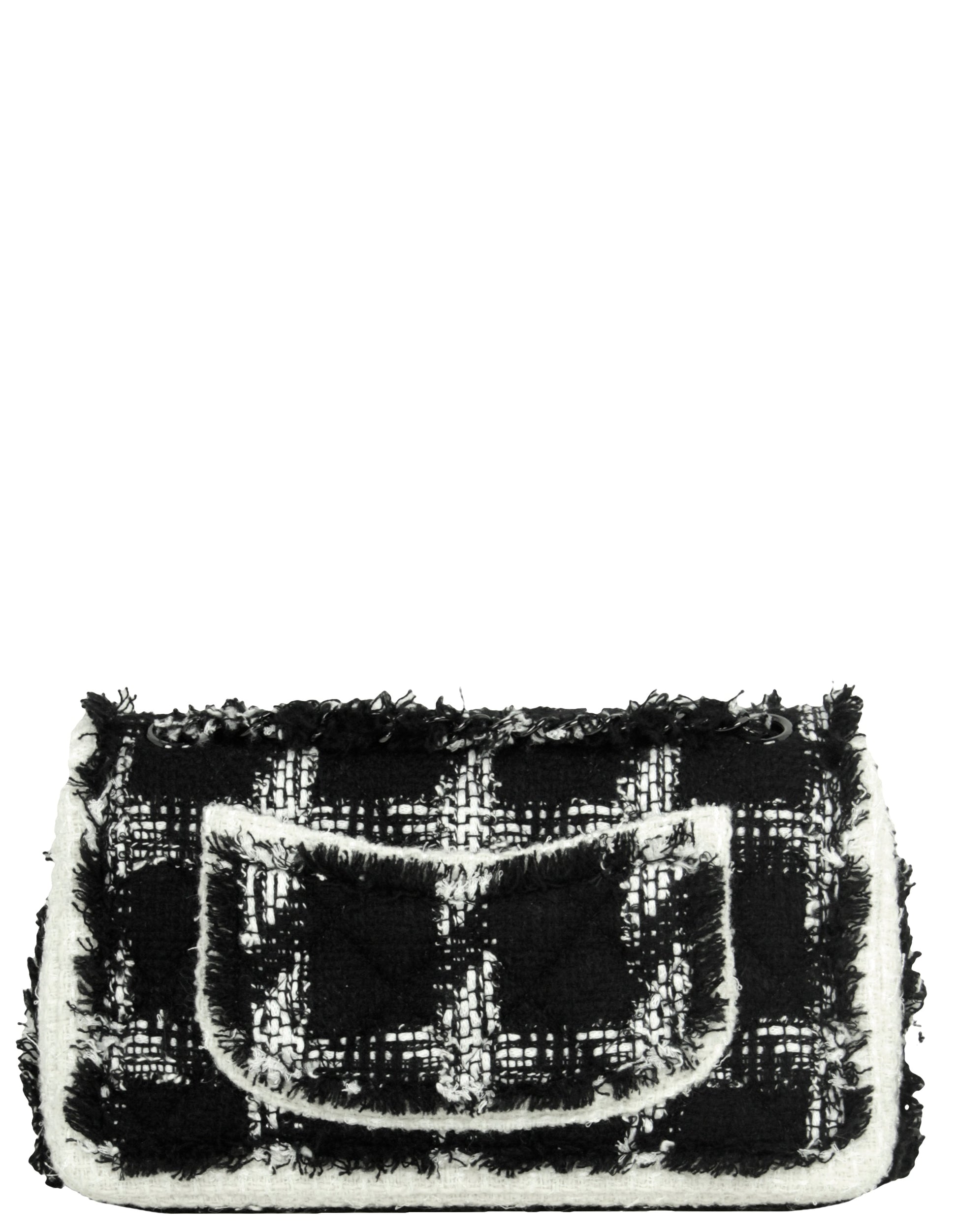 Chanel 2020 Black/White Tweed Medium Classic Flap Bag - Rovelle Bags
