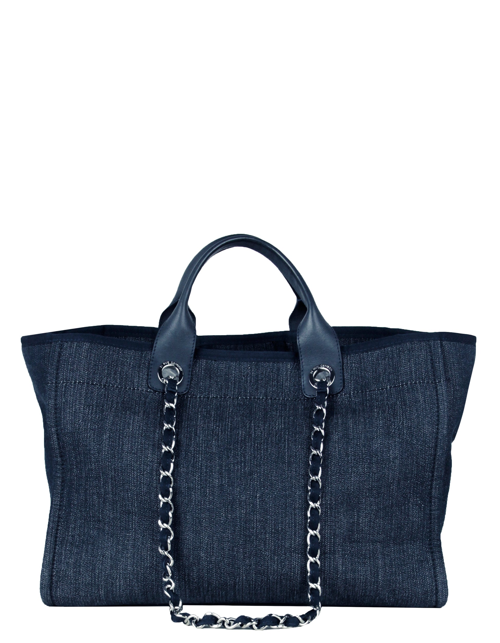 Chanel Dark Blue Medium Deauville Tote Tote Bag - Rovelle Bags