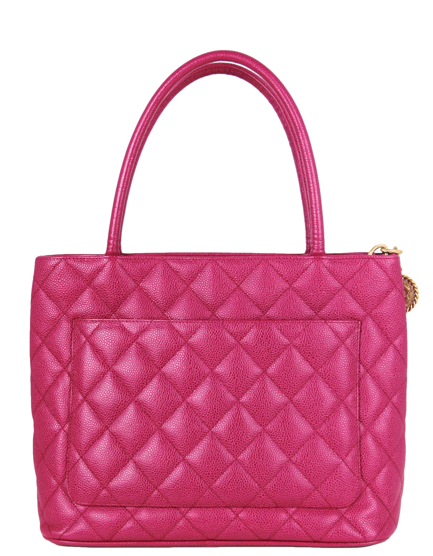 Chanel Dark Pink Caviar Leather CC Tote Bag - Rovelle Bags