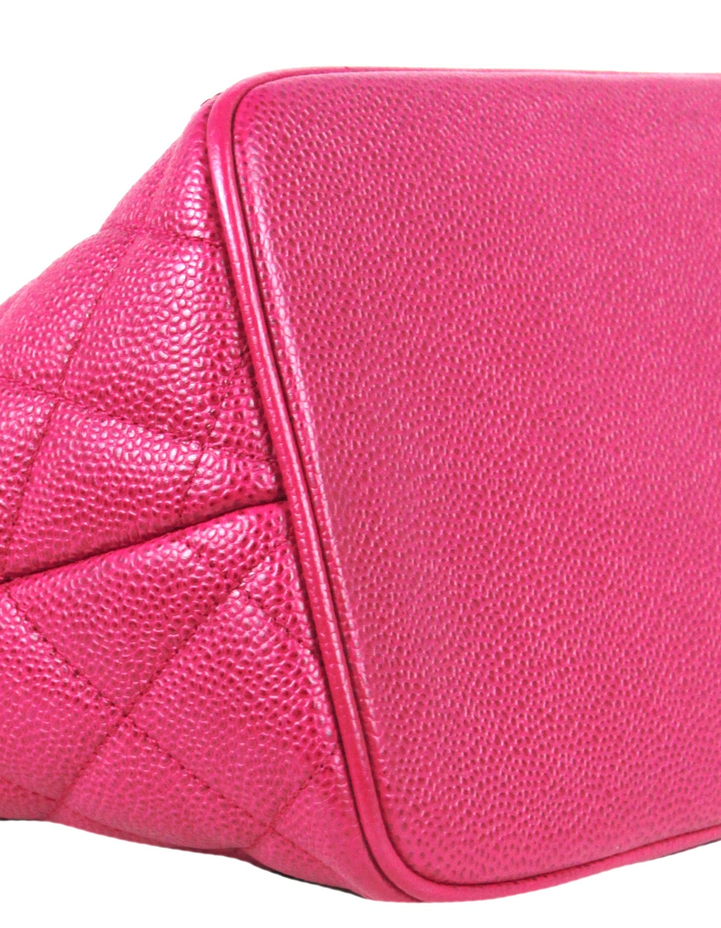 Chanel Dark Pink Caviar Leather CC Tote Bag - Rovelle Bags