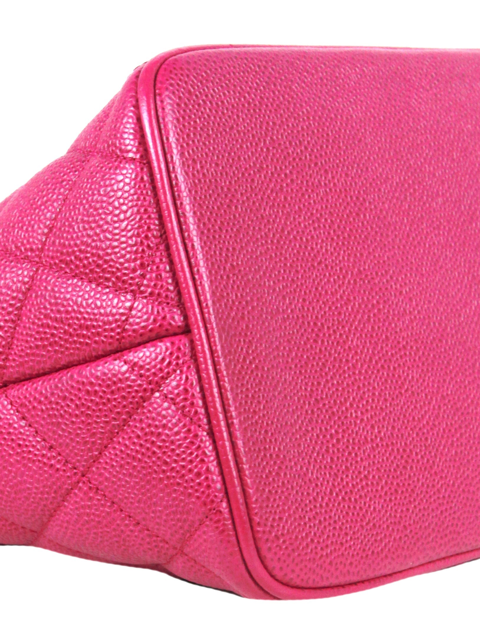 Chanel Dark Pink Caviar Leather CC Tote Bag - Rovelle Bags