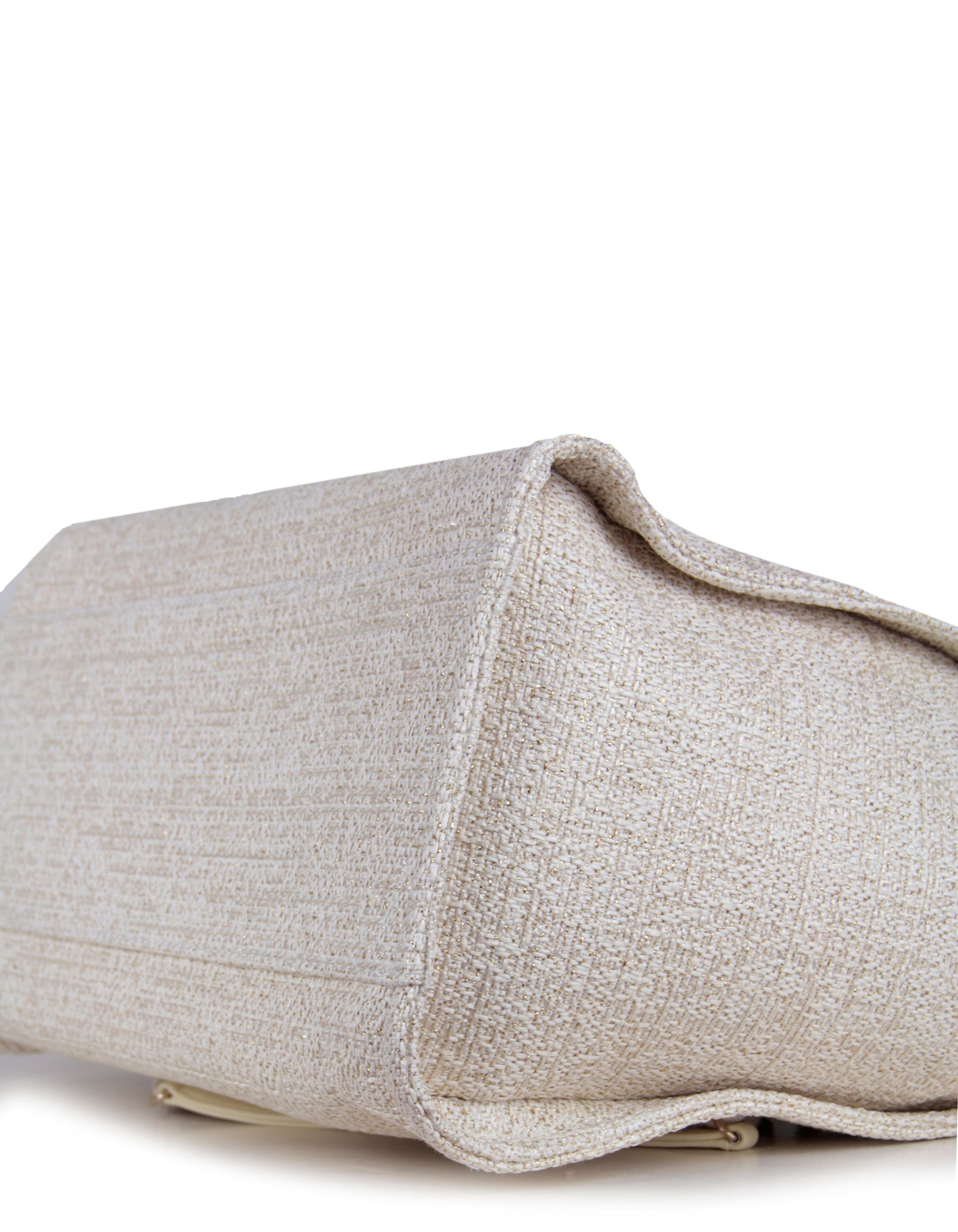 Chanel Ivory/ Gold Large Deauville Shopping Tote Bag - Rovelle Bags