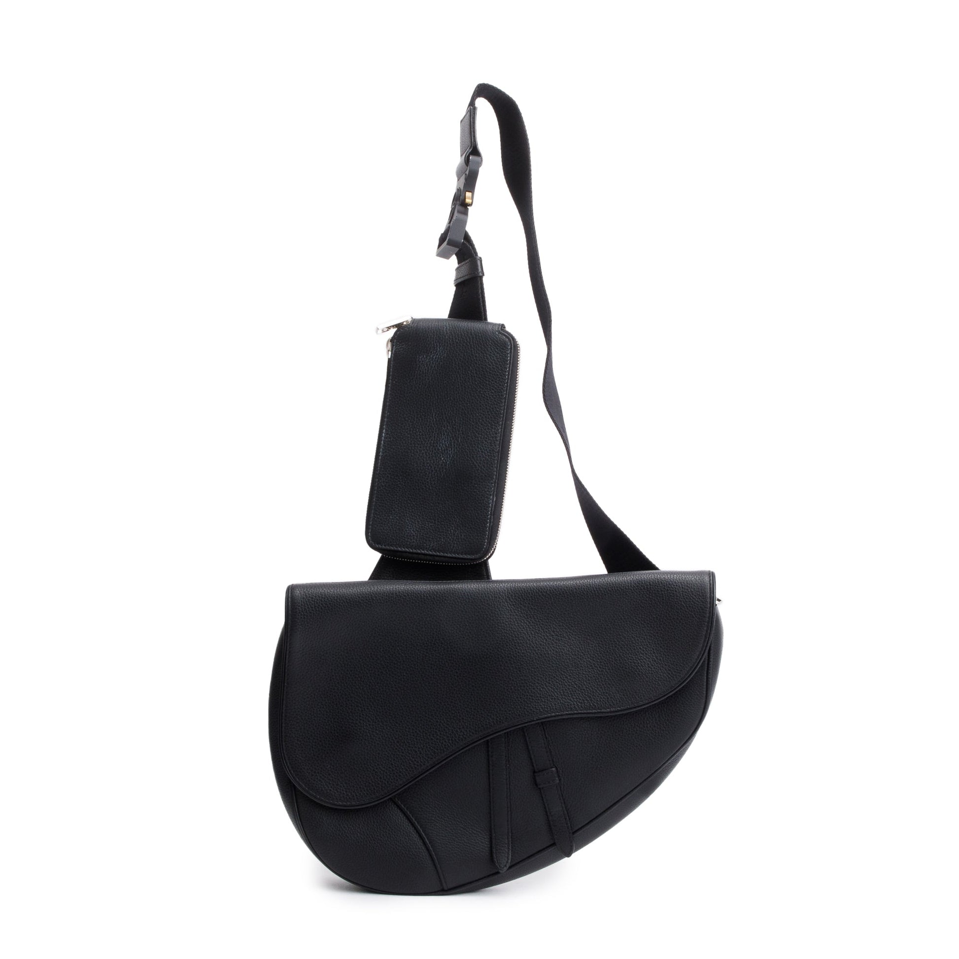 Christian 2020 Dior Black Leather Saddle Bag