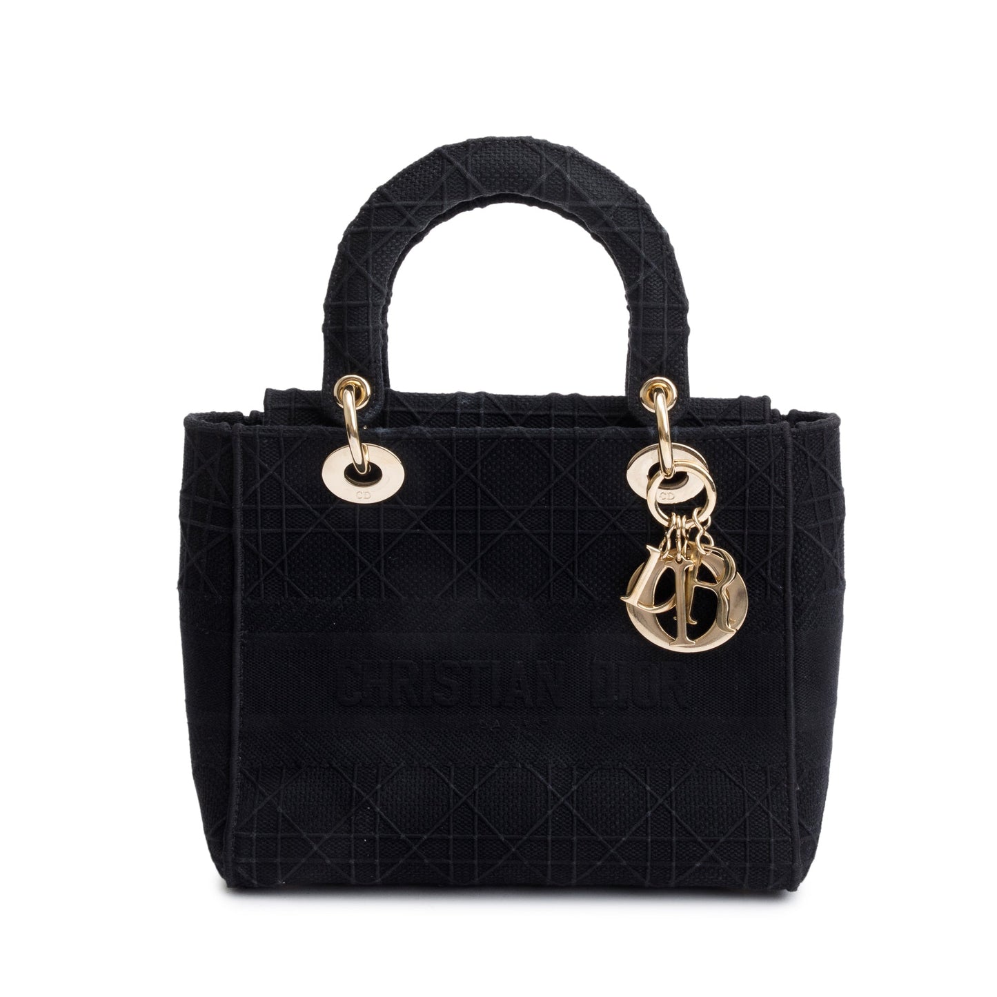 Christian Dior 2020 Black Toile De Jouy Embroidery Medium Lady D-Lite Bag