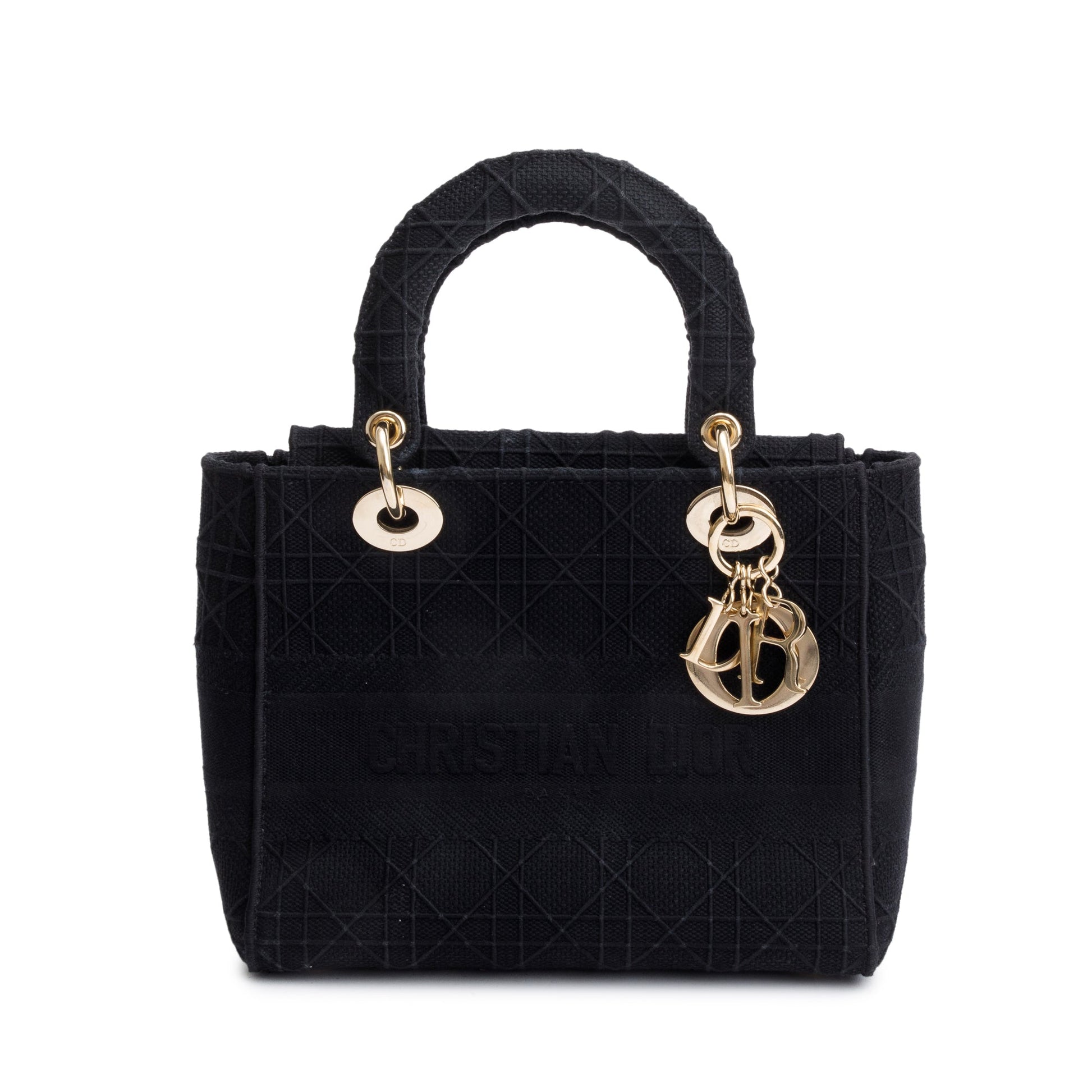 Christian Dior 2020 Black Toile De Jouy Embroidery Medium Lady D-Lite Bag