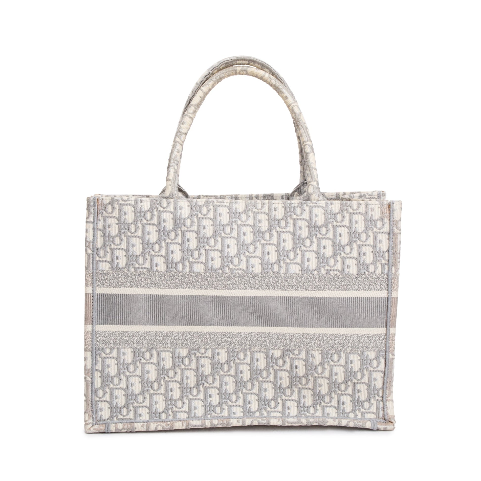 Christian Dior 2020 Grey Oblique Embossed Leather Medium Book Tote