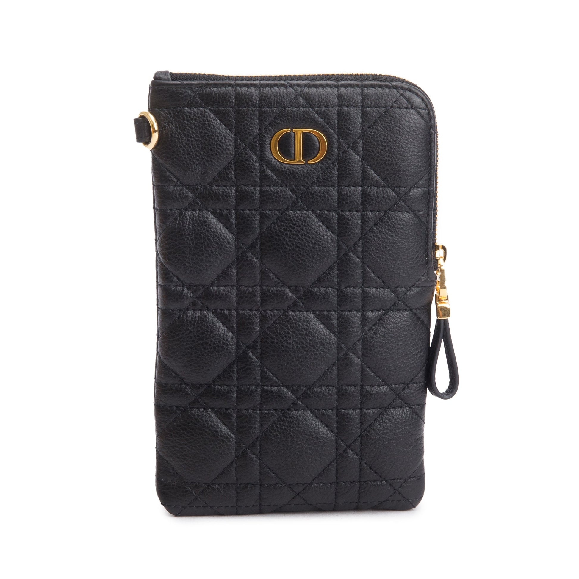 Christian Dior 2021 Black Quilted Leather Caro Multifunctional Pouch