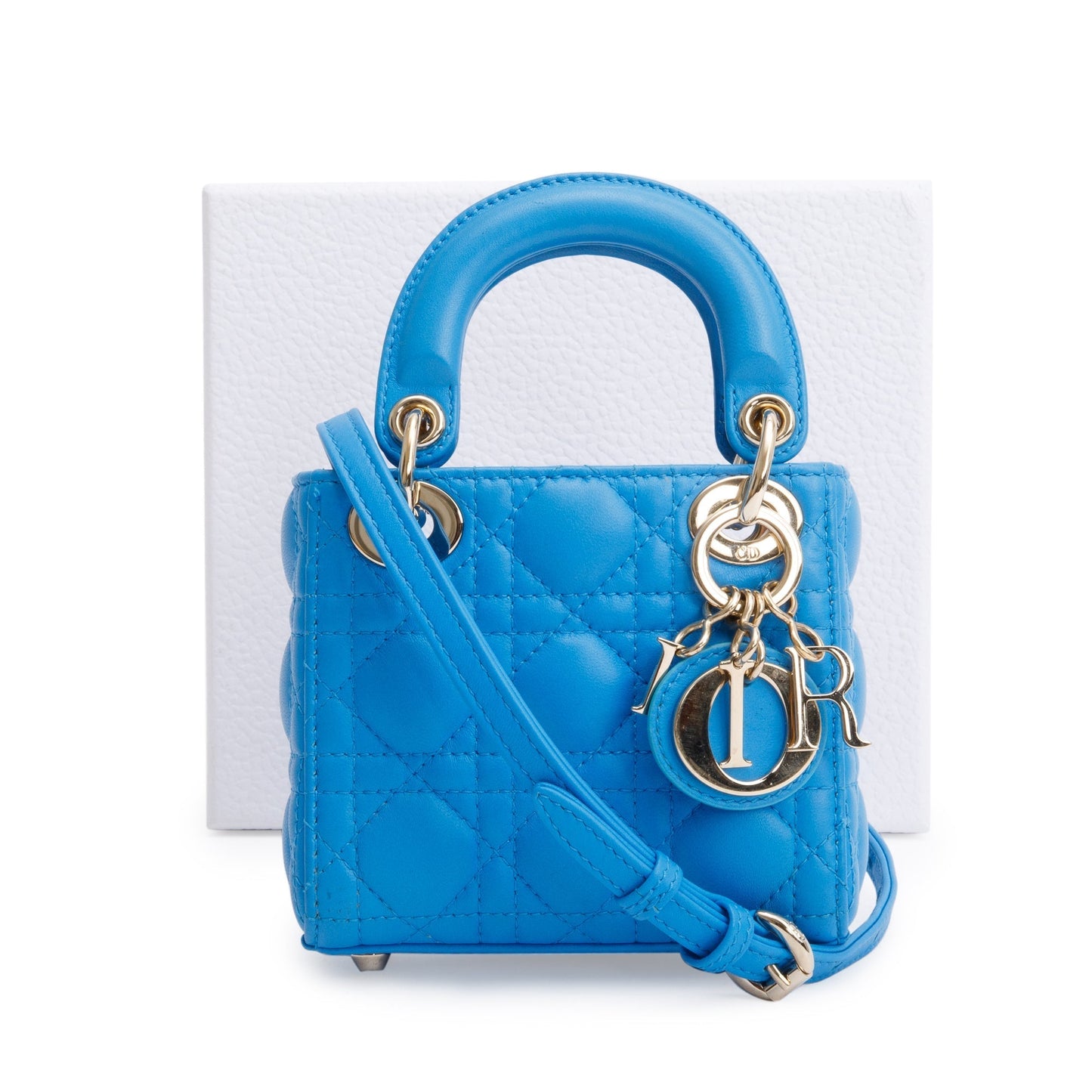 Christian Dior 2021 Blue Leather Micro Lady Dior Bag