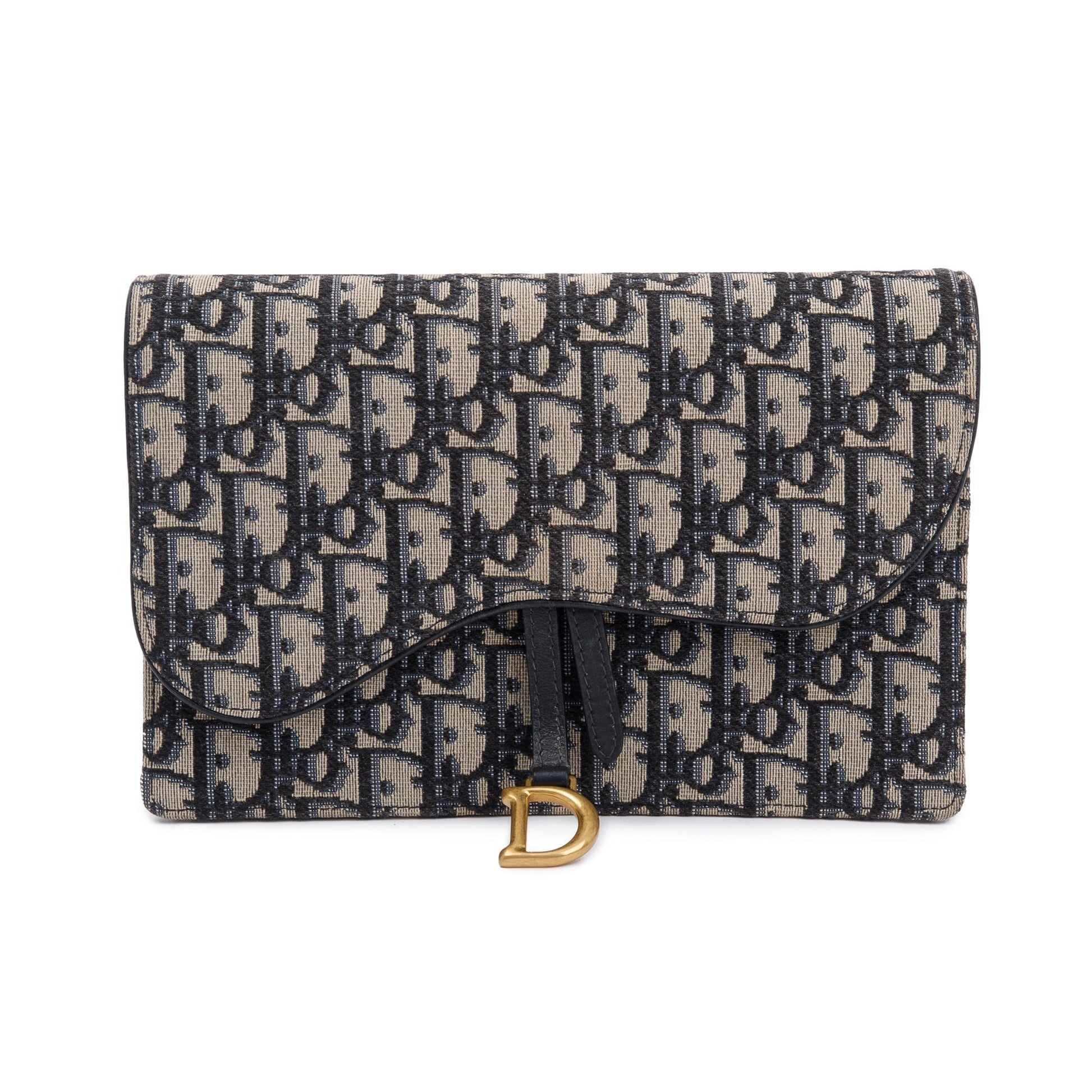 Christian Dior 2021 Oblique Jacquard Saddle Pouch with Chain