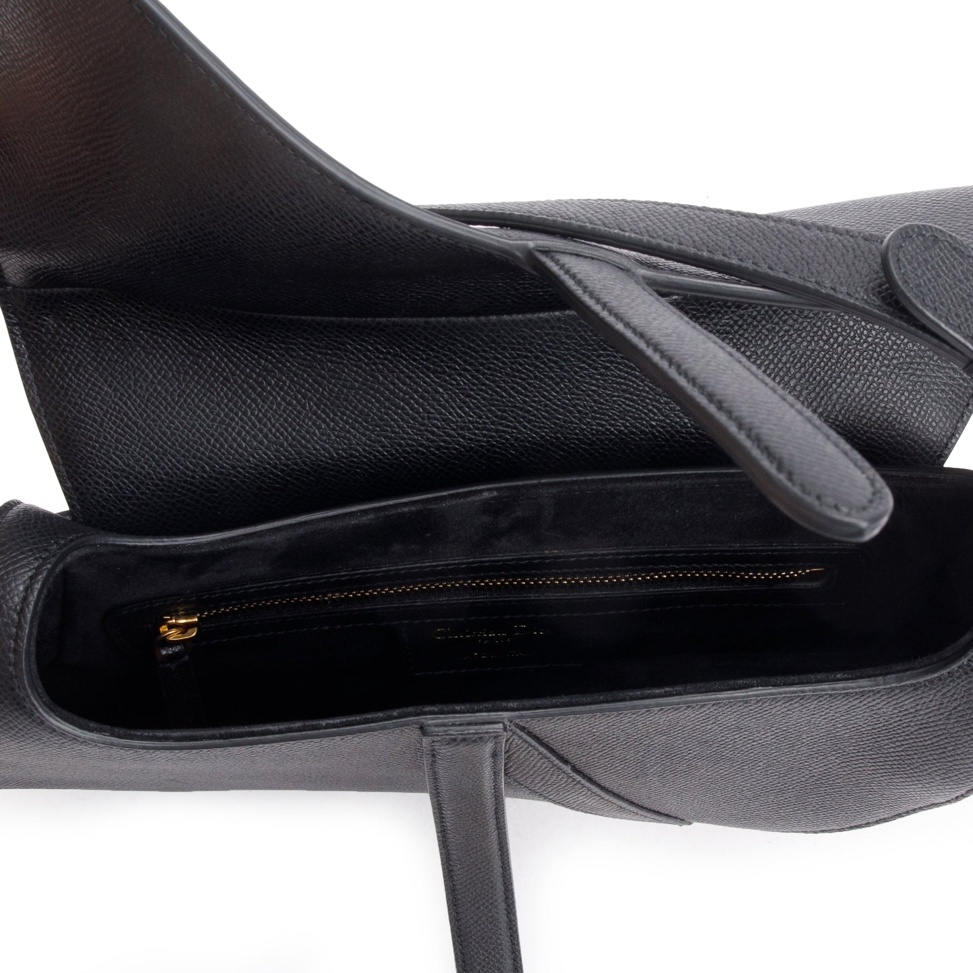 Christian Dior 2022 Black Grained Calfskin Leather Saddle Bag