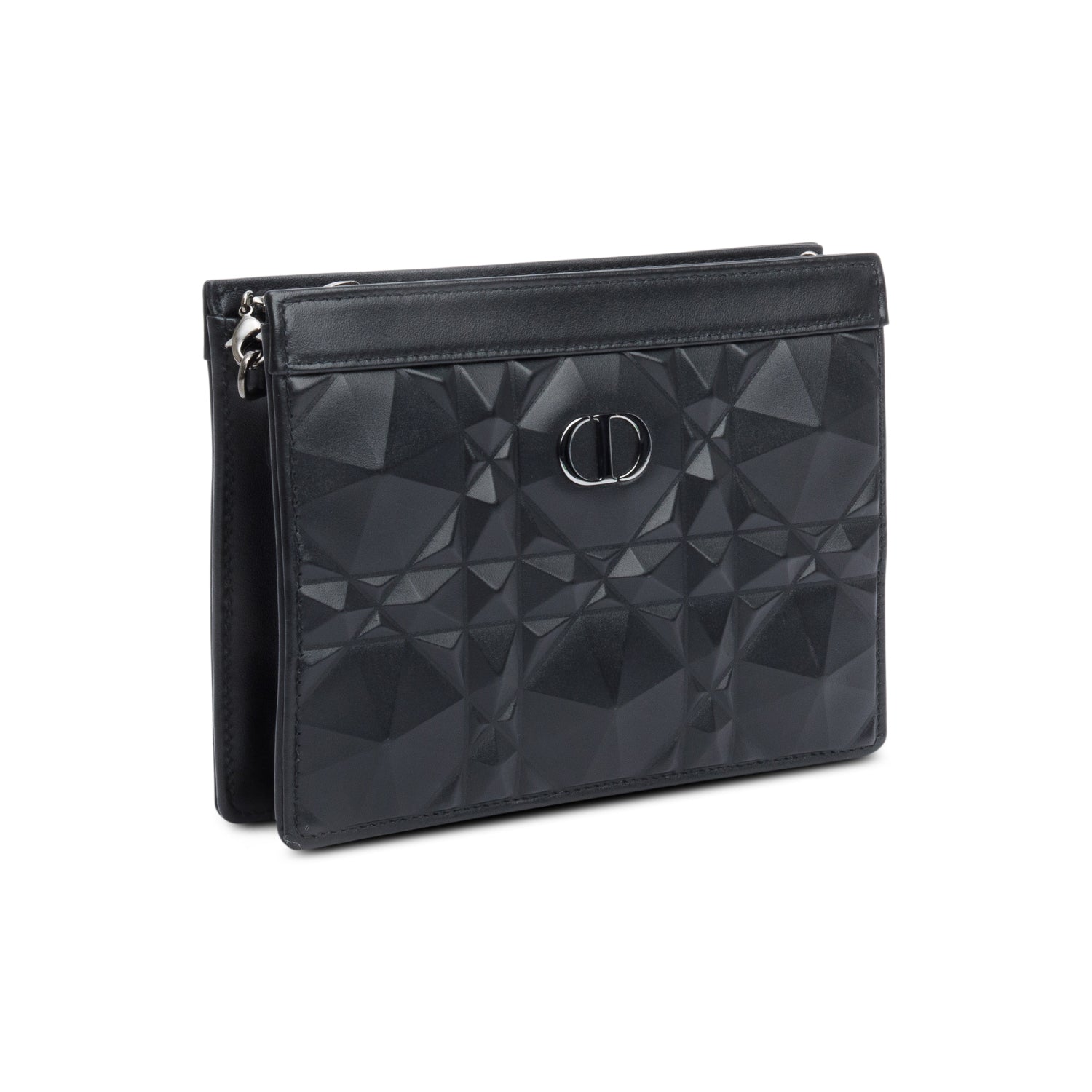 Christian Dior 2022 Black Macrocannage Diamond Quilted Caro Pouch with Chain
