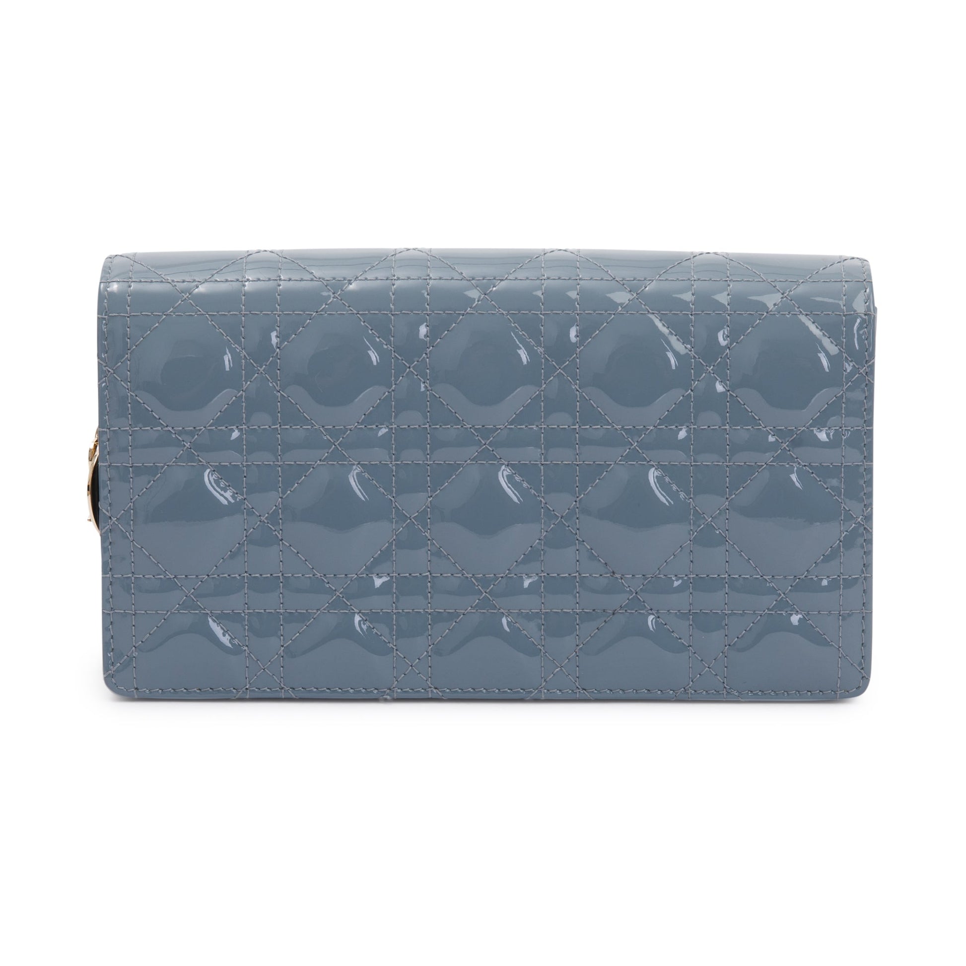 Christian Dior 2022 Cloud Blue Patent Leather Lady Dior Chain Pouch