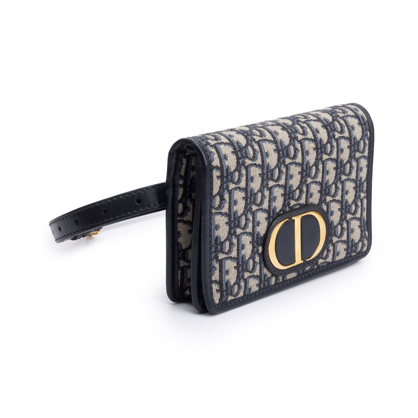 Christian Dior 2022 Navy Oblique 30 Montaigne 2-In-1 Pouch Bag