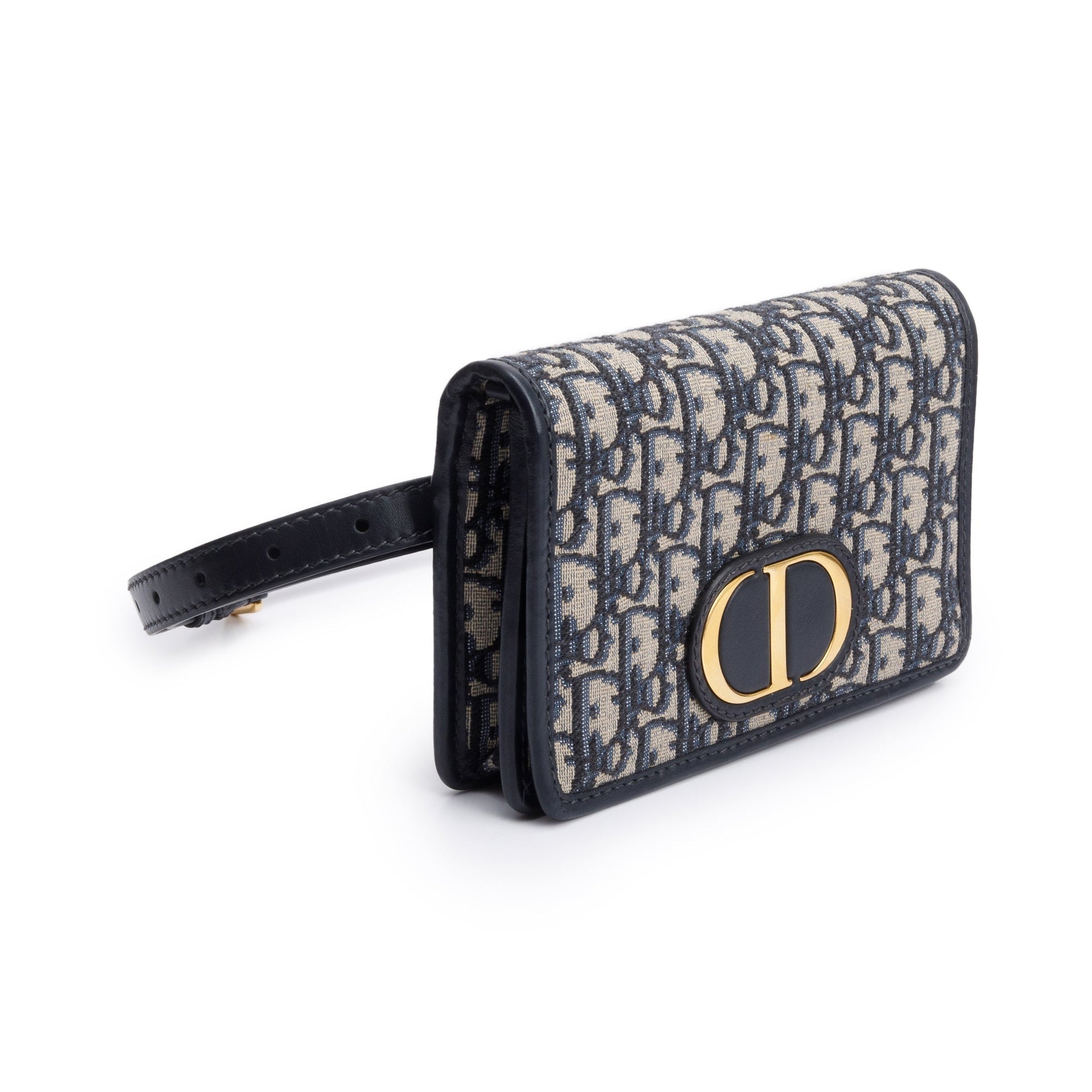Christian Dior 2022 Navy Oblique 30 Montaigne 2-In-1 Pouch Bag