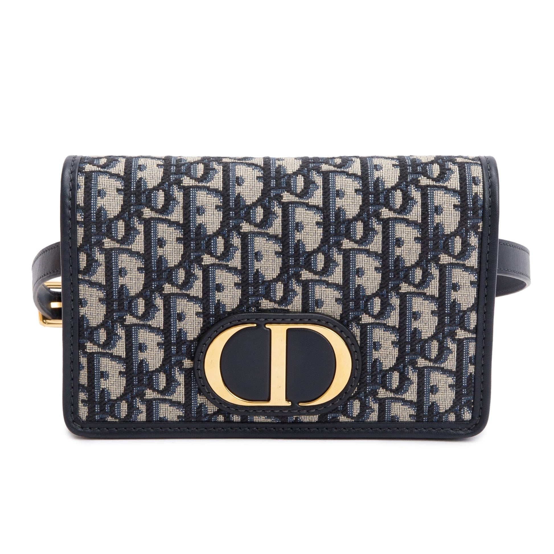 Christian Dior 2022 Navy Oblique 30 Montaigne 2-In-1 Pouch Bag