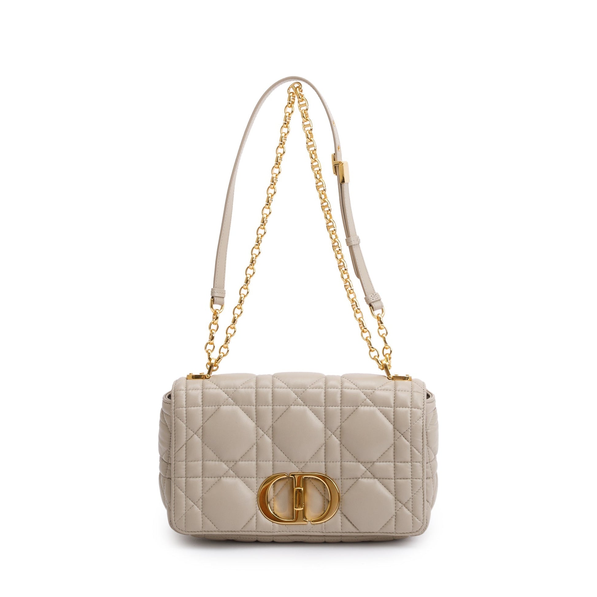 Christian Dior 2022 Taupe Supple Cannage Calfskin Leather Medium Dior Caro Bag