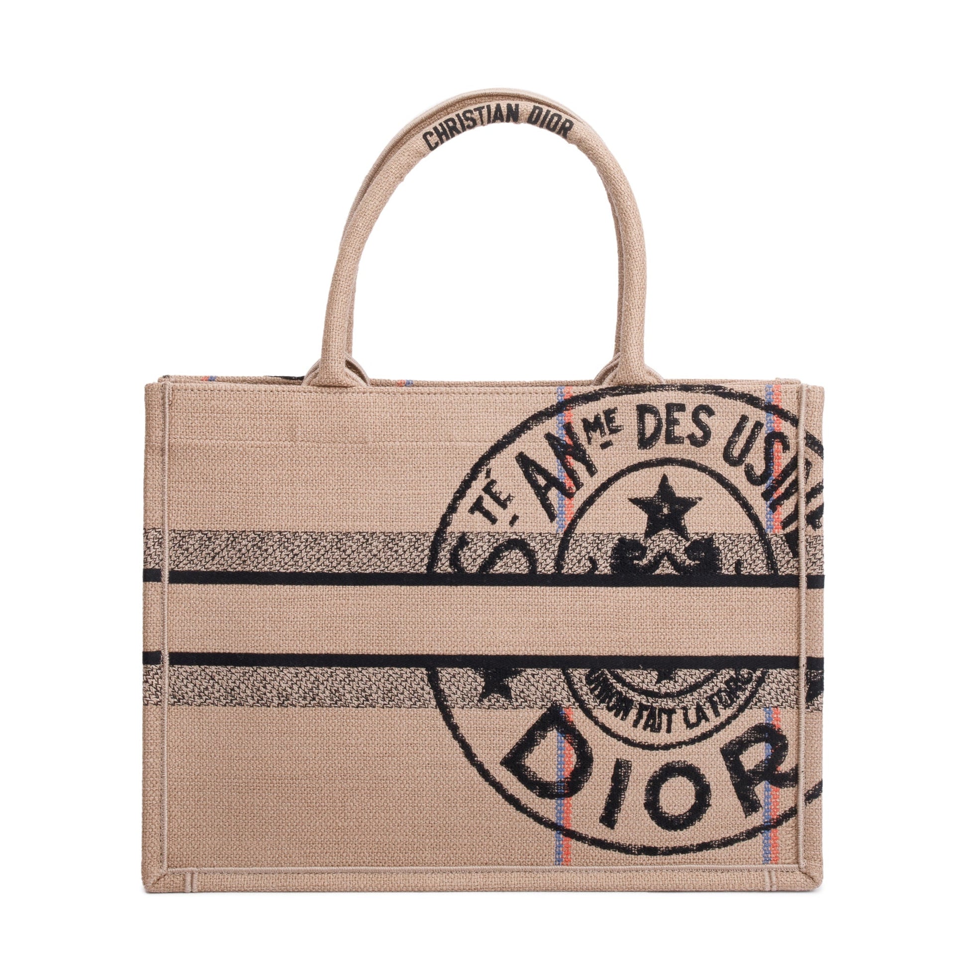 Christian Dior 2023 Beige Canvas L'Union Fait La Force Medium Book Tote