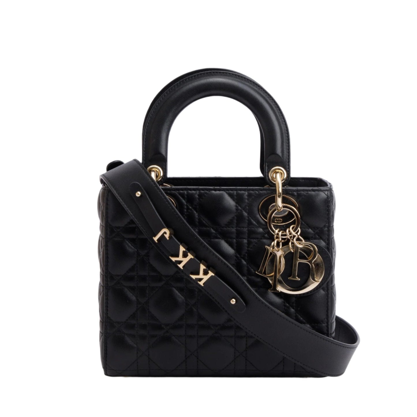 Christian Dior 2023 Black Cannage Lambskin Leather Small Lady Dior Bag