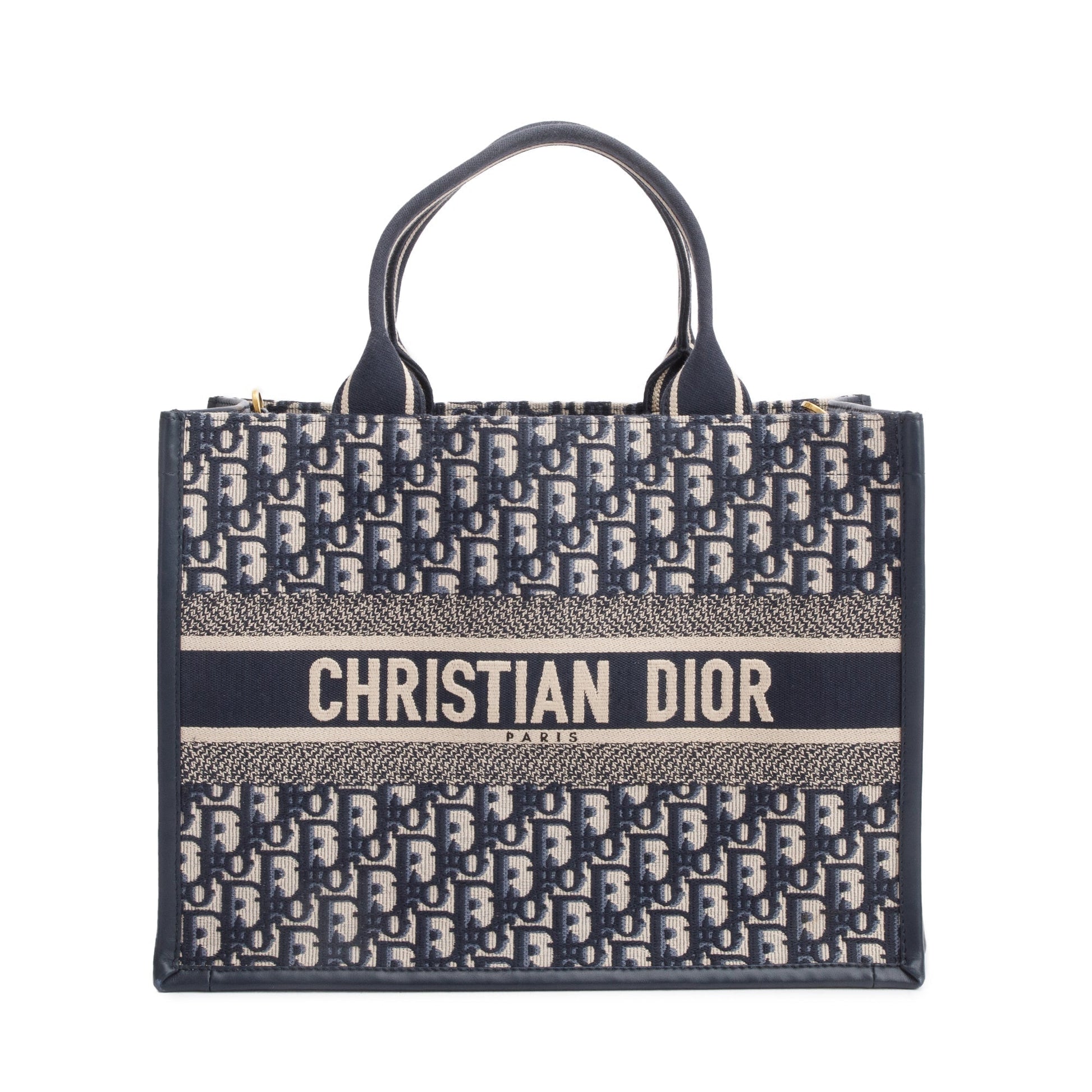 Christian Dior 2023 Navy Oblique Embroidered Medium Book Tote