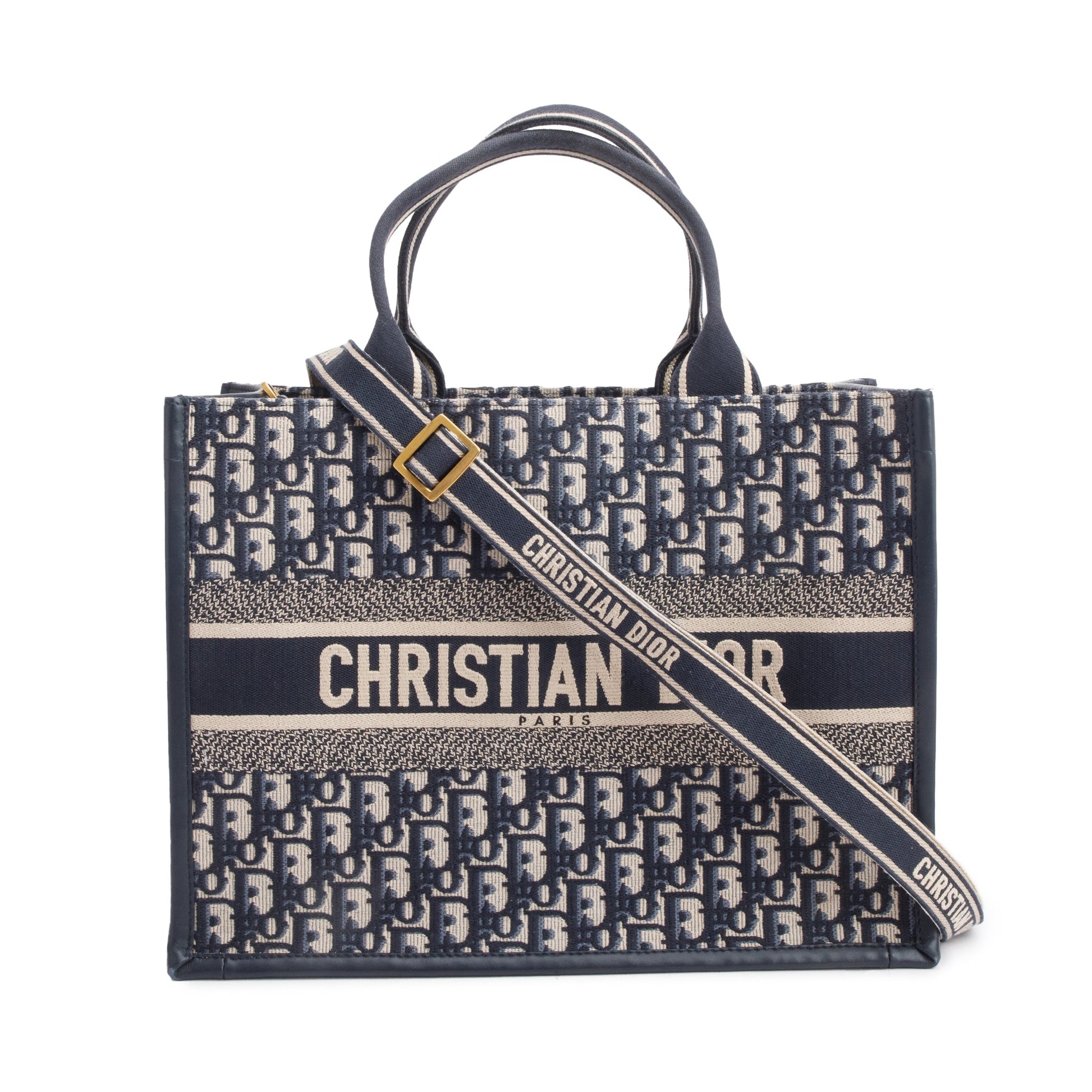 Christian Dior 2023 Navy Oblique Embroidered Medium Book Tote